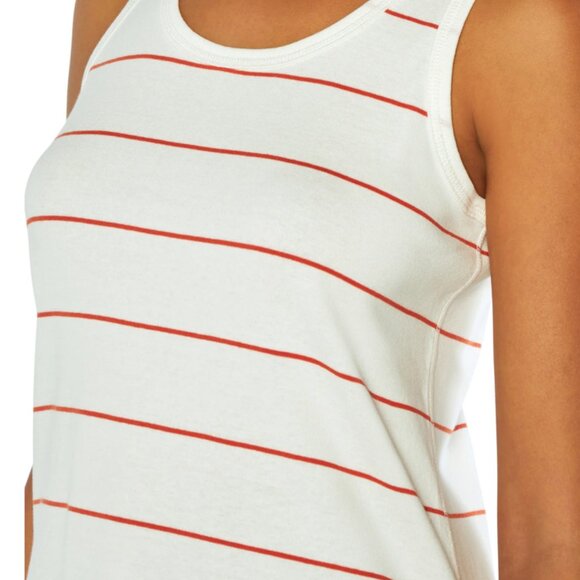 Three Dots Stripe Tank Orange and White Size Medium NWT - Picture 2 of 4